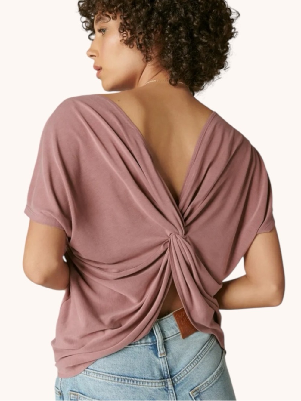 NEW Lucky Brand Sandwash Twist Back Tee in Rose Brown